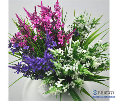 【仿真7头塑料熏衣草批发仿真花假花塑料花仿真植物塑料风信子】济南槐荫天合九园花卉商行 - 产品库