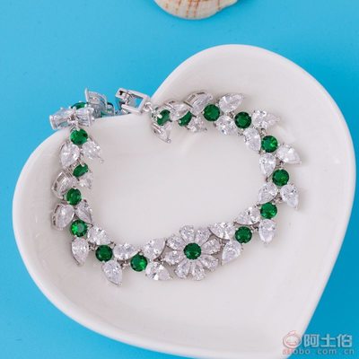 【宝莉雅花卉锆石手链水滴白金电镀手镯女礼物礼品厂家直销批发h0982ka】义乌市傅宝仙饰品厂 - 产品库