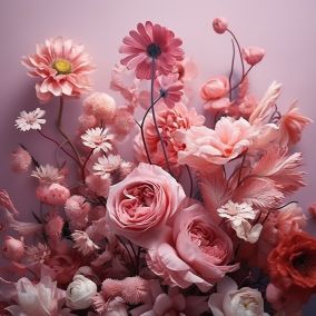 鲜花 粉色 ai场景 电商背景素材 电商素材 产品背景 ai背景图